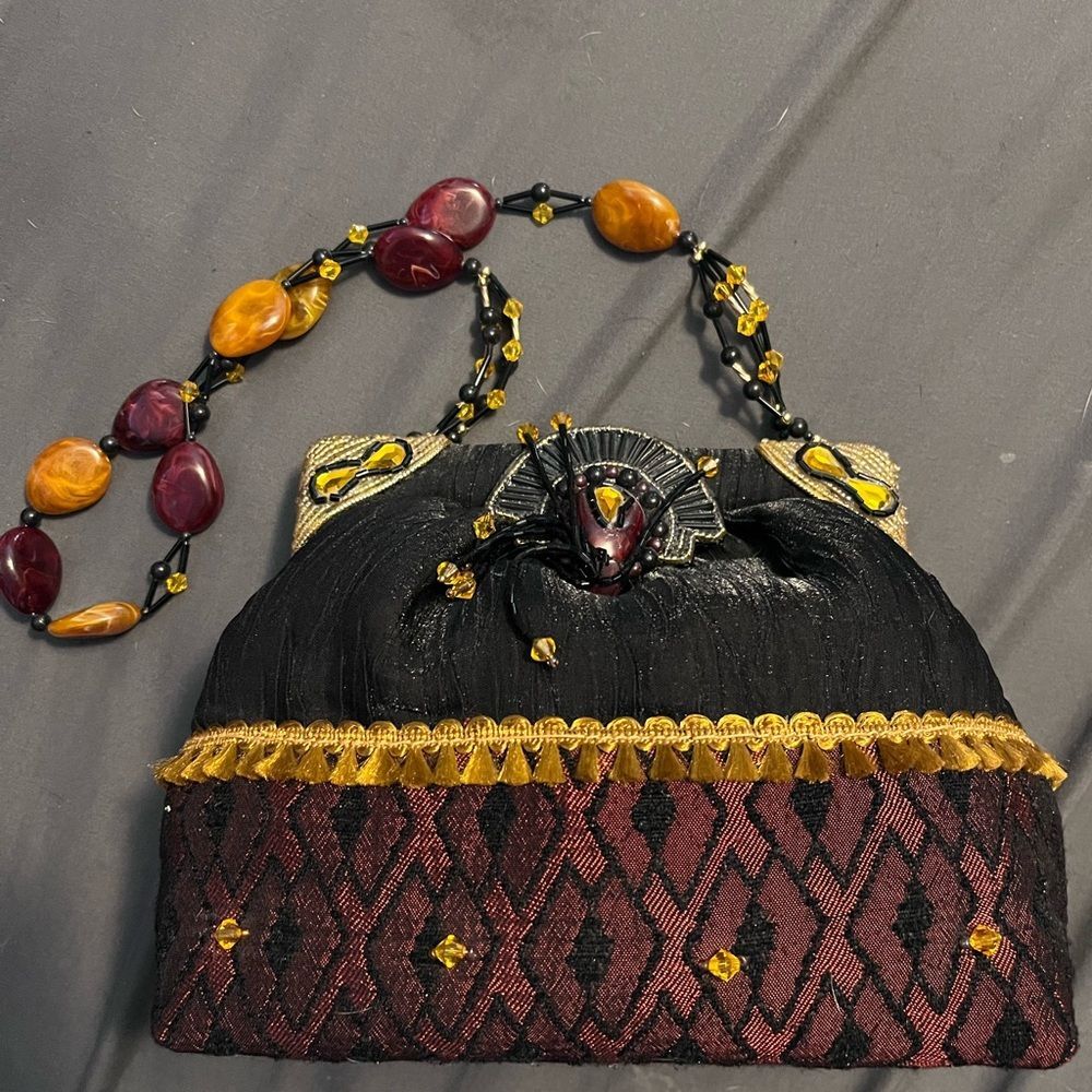 Mary Frances Designer Beaded Purse Handbag Shoulder Bag Tassel Fringe